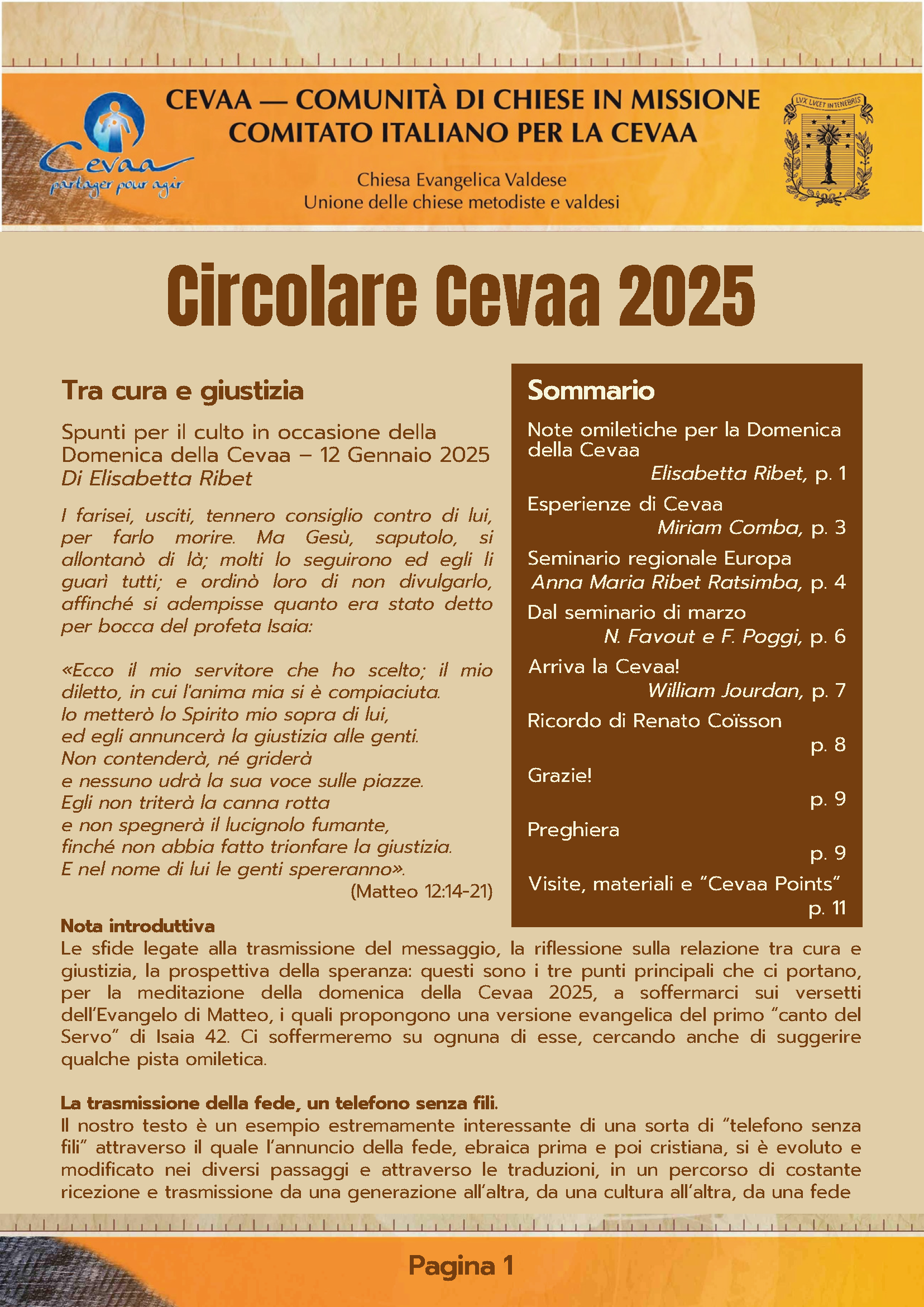 Séminaire régional Cevaa pour l’Europe à Torre Pellice